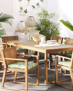 Beliani 8 Kpl Puutarhatuolisetti Lehtikuvioidulla Pehmusteella Sassari Fashion