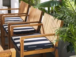 Beliani 8 Kpl Setti Puutarhatuolin Pehmusteita Sini-Valkoraidallinen Sassari Clearance