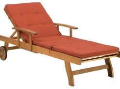 Beliani Akaasiapuinen Aurinkotuoli Tummanpunaisella Pehmusteella Java Fashion