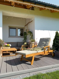 Beliani Aurinkotuoli Akasiapuu Vaalea Puu/Ruskeanharmaa Java Shop