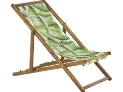 Beliani Aurinkotuoli Vaalea Akaasia Vaihtokankaat Luonnonvalkoinen/Vaaleanvihrea Palmunlehdet 2 Kpl Anzio Best