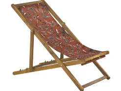 Beliani Aurinkotuoli Vaalea Akaasia Vaihtokankaat Luonnonvalkoinen/Punainen Kukat 2 Kpl Anzio Shop