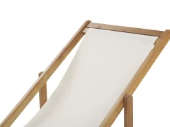 Beliani Aurinkotuoli Vaalea Akaasia Vaihtokankaat Luonnonvalkoinen/Punainen Kukat 2 Kpl Anzio Shop