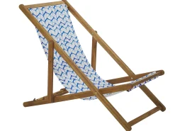 Beliani Aurinkotuoli Vaalea Akaasia Vaihtokankaat Luonnonvalkoinen/Sinivalkoinen Siksak 2 Kpl Anzio Best