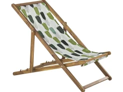 Beliani Aurinkotuoli Vaalea Akaasia Vaihtokankaat Luonnonvalkoinen/Vihrea Lehdet 2 Kpl Anzio Hot