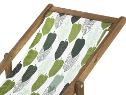 Beliani Aurinkotuoli Vaalea Akaasia Vaihtokankaat Luonnonvalkoinen/Vihrea Lehdet 2 Kpl Anzio Hot