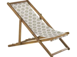 Beliani Aurinkotuoli Vaalea Akaasia Vaihtokankaat Luonnonvalkoinen/Beige Abstrakti 2 Kpl Anzio Discount