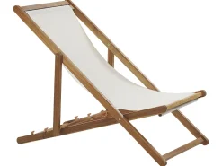 Beliani Aurinkotuoli Vaalea Akaasia Vaihtokankaat Luonnonvalkoinen/Beige Abstrakti 2 Kpl Anzio Discount