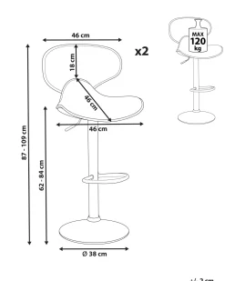 Beliani Baarijakkara Keinonahka Harmaa 2 Kpl Conway Hot