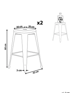 Beliani Baarijakkara Teras Hopea/Kulta 60 Cm 2 Kpl Cabrillo Outlet