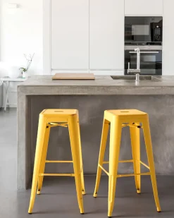 Beliani Baarijakkara Teras Keltainen/Kulta 76 Cm 2 Kpl Cabrillo Fashion