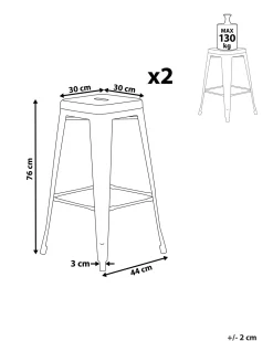 Beliani Baarijakkara Teras Keltainen/Kulta 76 Cm 2 Kpl Cabrillo Fashion