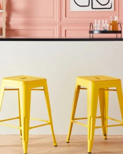 Beliani Baarijakkara Teras Keltainen/Kulta 60 Cm 2 Kpl Cabrillo Cheap