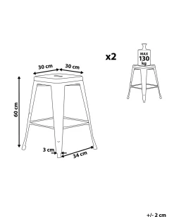 Beliani Baarijakkara Teras Musta 60 Cm 2 Kpl Cabrillo Shop