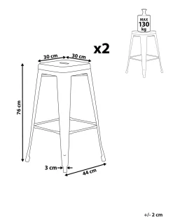 Beliani Baarijakkara Teras Punainen/Kulta 76 Cm 2 Kpl Cabrillo Sale