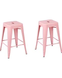 Beliani Baarijakkara Teras Vaaleanpunainen 60 Cm 2 Kpl Cabrillo Best Sale