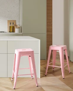 Beliani Baarijakkara Teras Vaaleanpunainen 60 Cm 2 Kpl Cabrillo Best Sale