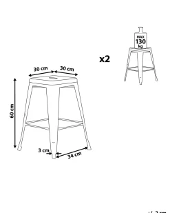 Beliani Baarijakkara Teras Valkoinen 60 Cm 2 Kpl Cabrillo Cheap
