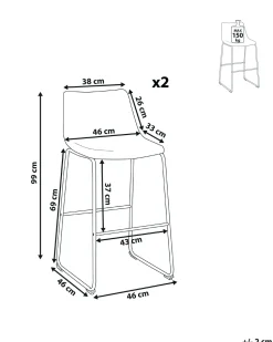 Beliani Baarituoli Kangas Beige 2 Kpl Franks Best Sale