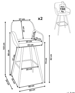 Beliani Baarituoli Kangas Beige 2 Kpl Darien Best Sale