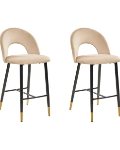 Beliani Baarituoli Sametti Beige 2 Kpl Falton Fashion