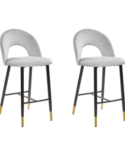 Beliani Baarituoli Sametti Harmaa 2 Kpl Falton Cheap