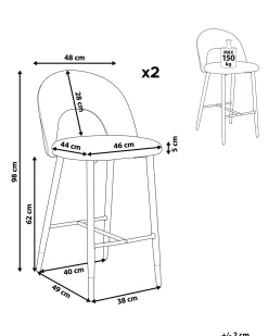Beliani Baarituoli Sametti Musta 2 Kpl Falton Flash Sale