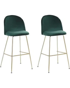 Beliani Baarituoli Sametti Smaragdinvihrea 2 Kpl Arcola Outlet