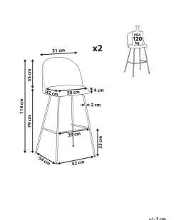 Beliani Baarituoli Sametti Vaaleanharmaa 2 Kpl Arcola Fashion