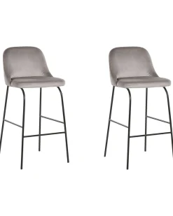 Beliani Baarituoli Sametti Vaaleanharmaa 2 Kpl Nekoma Shop