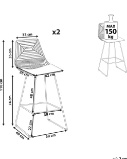 Beliani Baarituoli Teras Ruusukulta 2 Kpl Bisbee Online