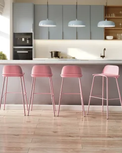 Beliani Baarituoli Vaaleanpunainen 4 Kpl Mora Best Sale