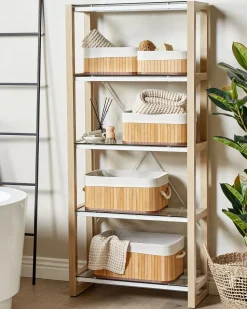 Beliani Bambukori Vaalea Puu 5 Kpl Talpe Outlet