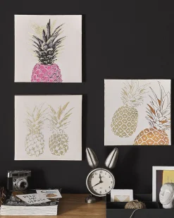 Beliani Canvas-Taulu Vaaleanpunainen/Kulta 30 X 30 Cm 3 Kpl Apesika New