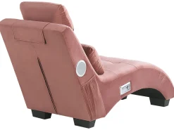Beliani Divaani Bluetooth-Kaiuttimella Ja Usb-Portilla Sametti Vaaleanpunainen Simorre Clearance