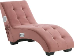 Beliani Divaani Bluetooth-Kaiuttimella Ja Usb-Portilla Sametti Vaaleanpunainen Simorre Clearance