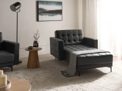 Beliani Divaani Keinonahka Musta Aberdeen Best