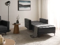 Beliani Divaani Keinonahka Musta Aberdeen Best