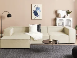 Beliani Divaani Pellava Oikeak. Beige Aprica Hot