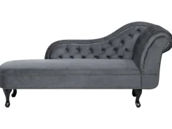 Beliani Divaani Sametti Oikeak. Harmaa Nimes Clearance