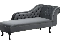 Beliani Divaani Sametti Oikeak. Harmaa Nimes Clearance