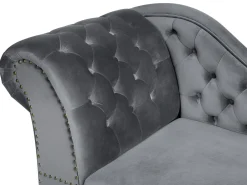 Beliani Divaani Sametti Vasenk. Harmaa Nimes Hot