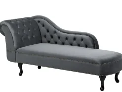 Beliani Divaani Sametti Vasenk. Harmaa Nimes Hot