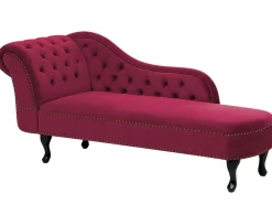 Beliani Divaani Sametti Vasenk. Tummanpunainen Nimes Best