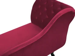 Beliani Divaani Sametti Vasenk. Tummanpunainen Nimes Best