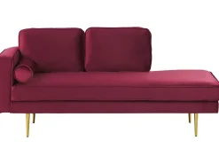 Beliani Divaani Sametti Vasenk. Tummanpunainen Miramas Hot