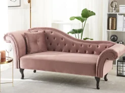 Beliani Divaani Sametti Vasenk. Vaaleanpunainen Lattes Shop