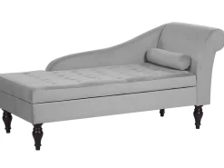 Beliani Divaani Säilytystilalla Sametti Vaaleanharmaa Pessac Online