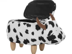 Beliani Elainjakkara Kangas Säilytystila Musta/Valkoinen 60 X 32 Cm Cow Cheap