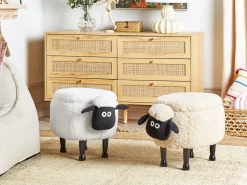 Beliani Elainjakkara Kangas Säilytystila Kermanvalkoinen 55 X 35 Cm Sheep Hot